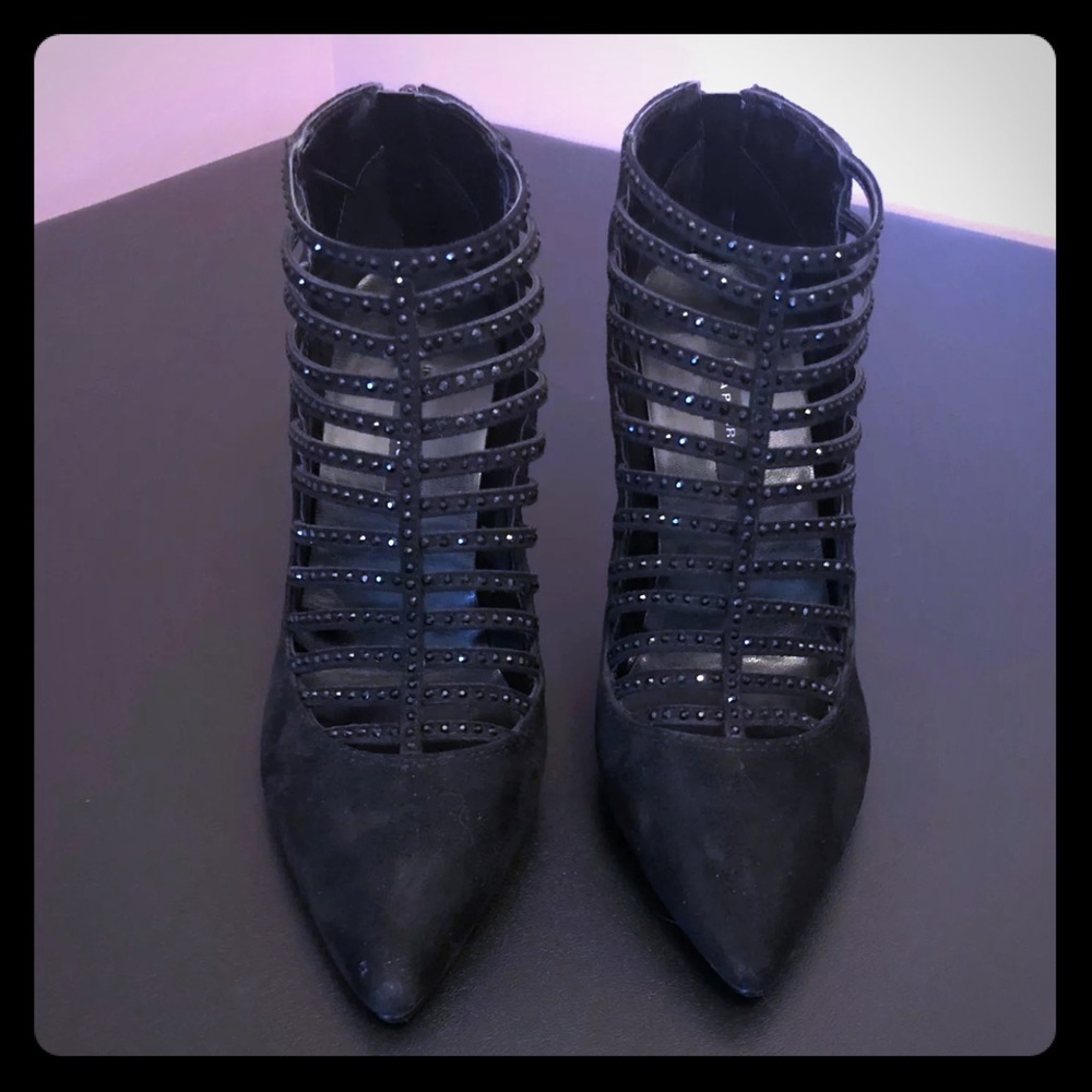 Caparros Sexy Black Rockabilly Pointed Heels Sz 8